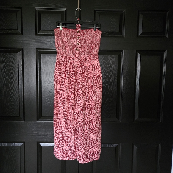 Bohemian White & Red Floral Strapless Self Tie Jumpsuit - Picture 9 of 11